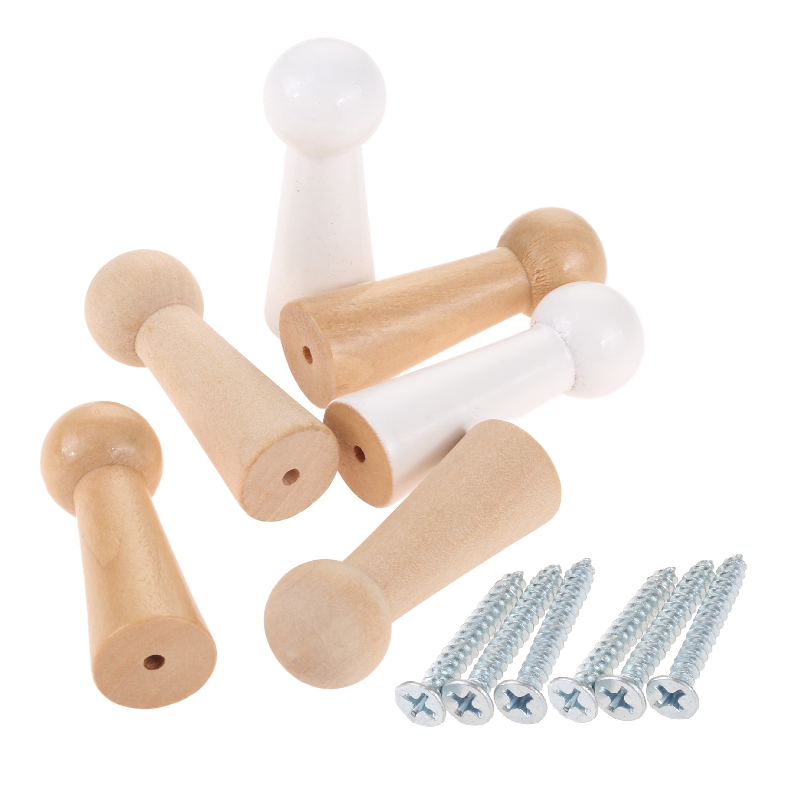 Screw Organizer Kit - 2pcs Wooden Peg Hangers 50mm Simple