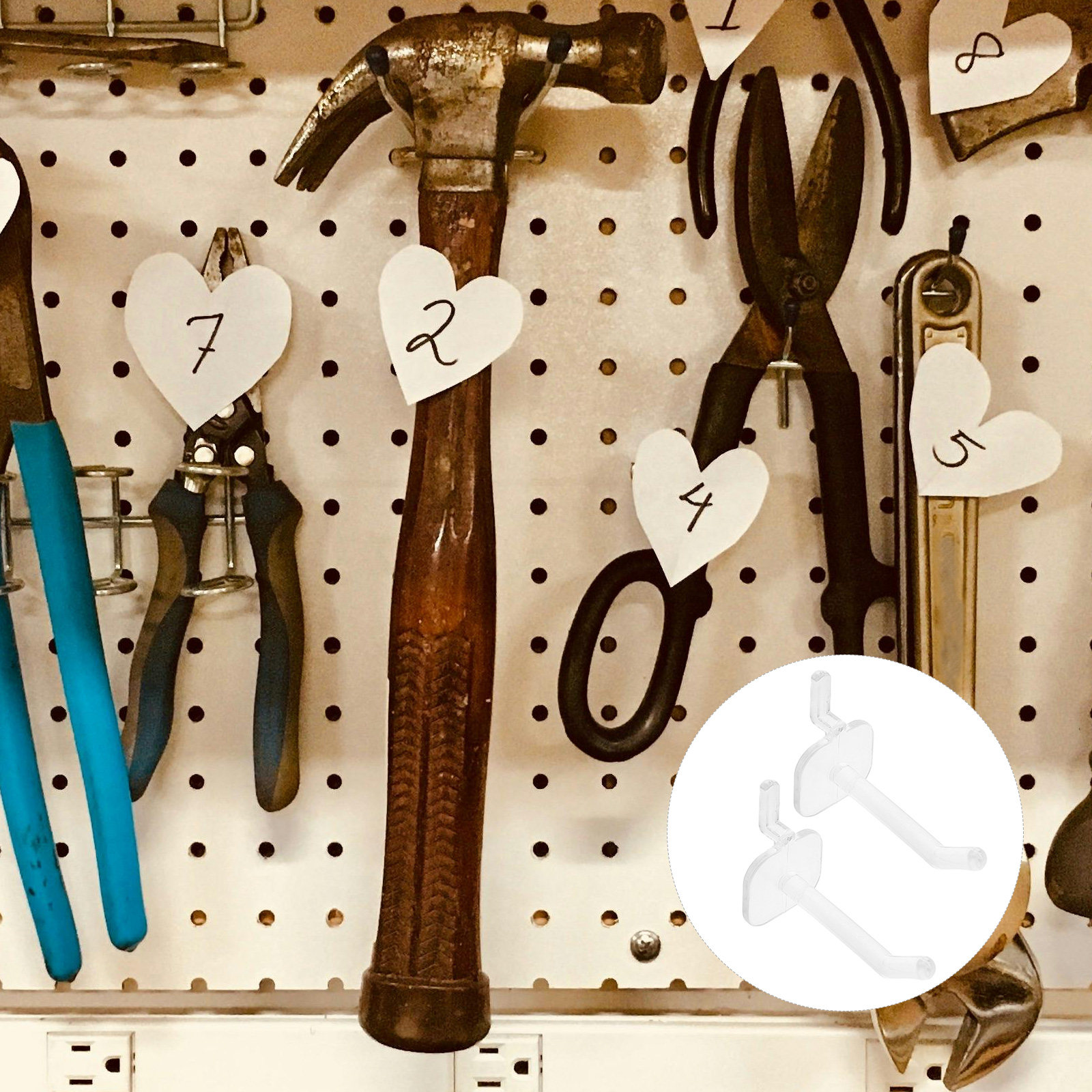 Workshop Tools Uses - 50Pcs Transparent Plastic Hook Peg Board