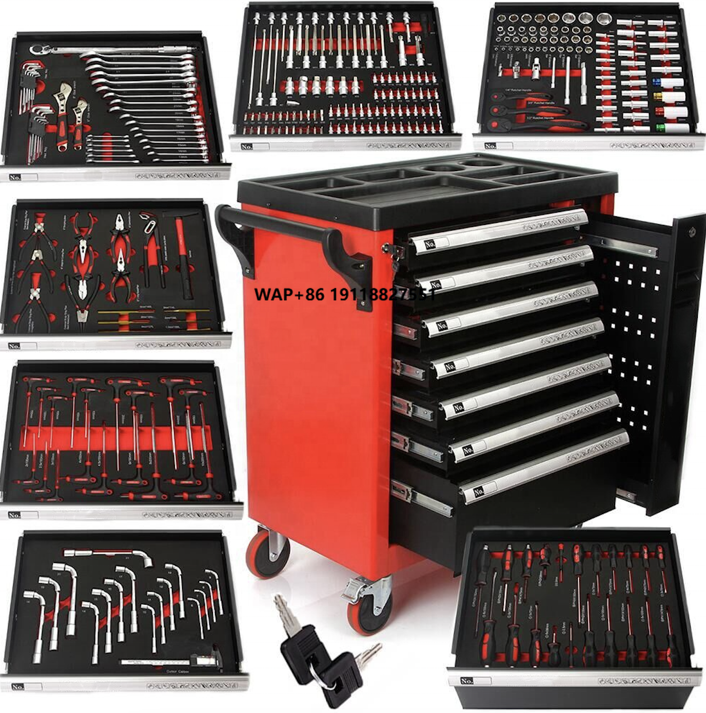 Workshop Tools Trolley - 270pc Car Repair Cabinet Tool Set