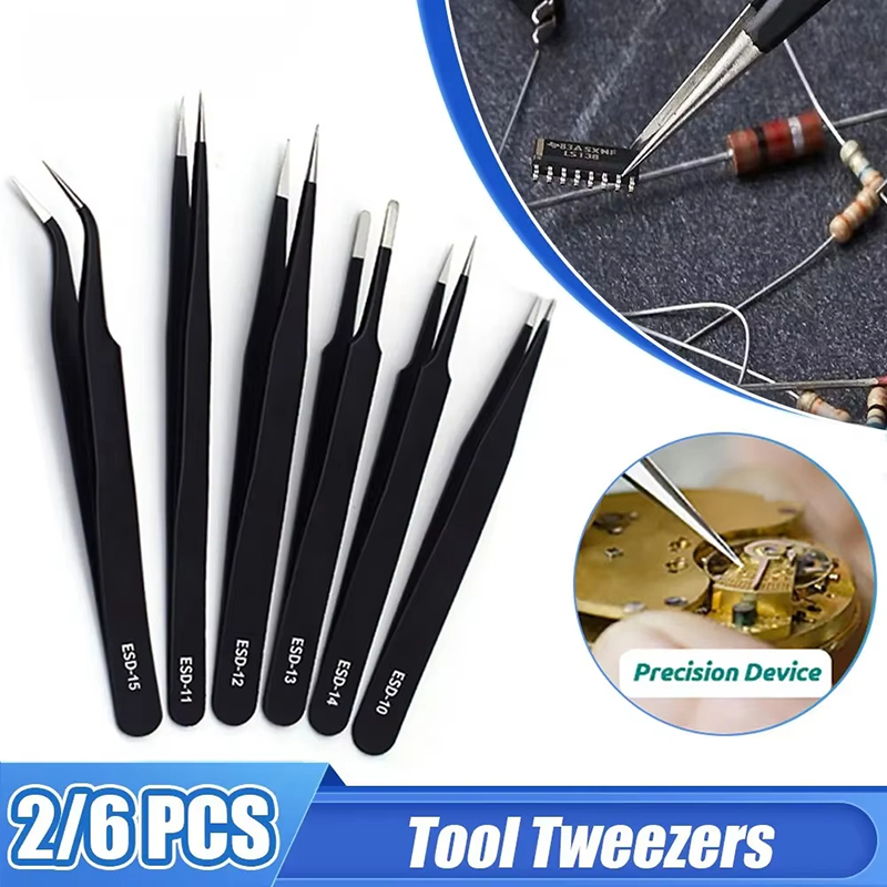 Special Workshop Tools - Stainless Steel Black Tweezers Anti-Static ESD1mm
