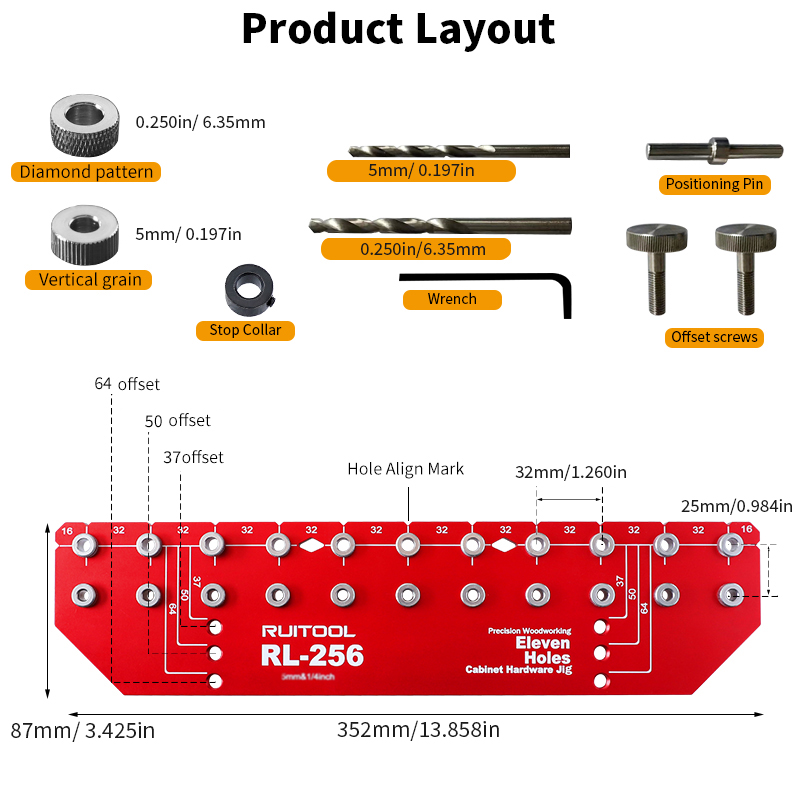 Shelf Pin Jig Set Aluminium Al - Dowel Jig Kit recensione e prezzo