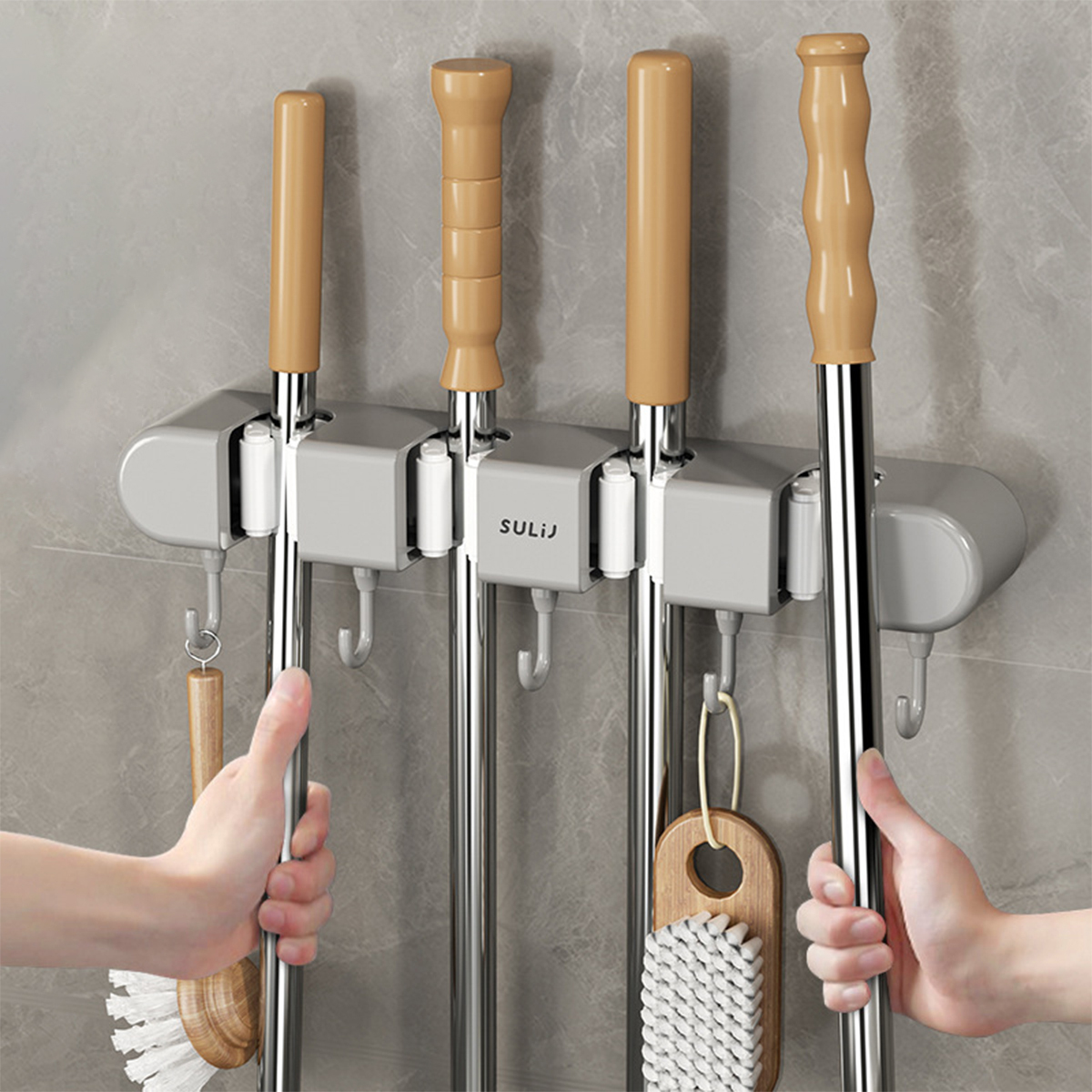 Broom Mop Holder with Hooks Wa - Workshop Tools On Wall recensione e prezzo