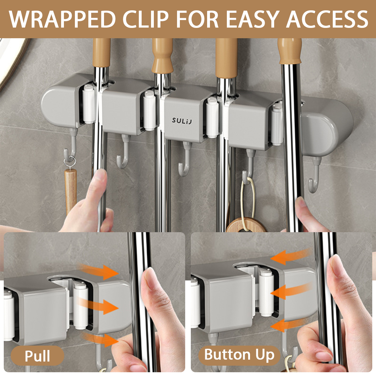Broom Mop Holder with Hooks Wa - Workshop Tools On Wall recensione e prezzo