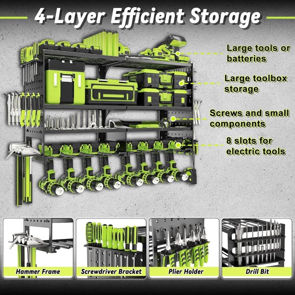 Heavy Duty 4 Tier 8 Slot Wall  - Workshop Tools Holder recensione e prezzo
